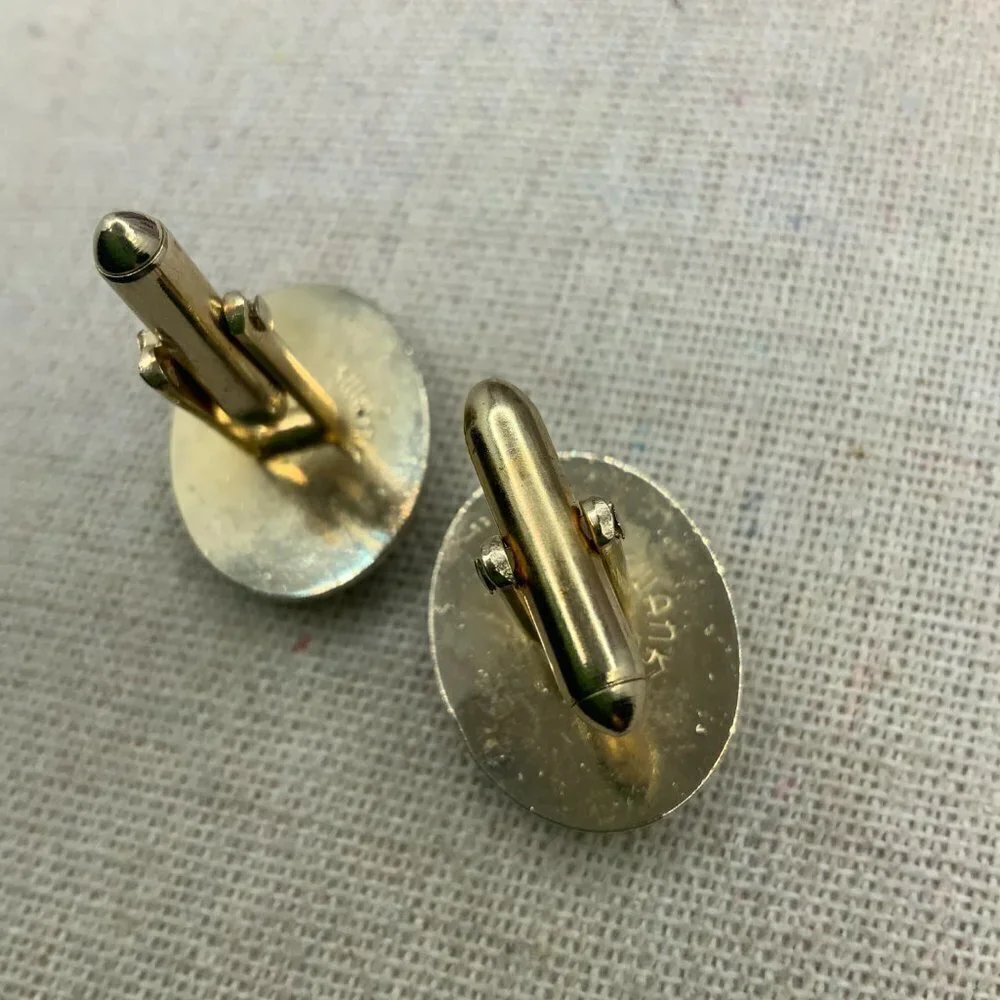 Swank Vintage Oval Gold Tone Cuff Links